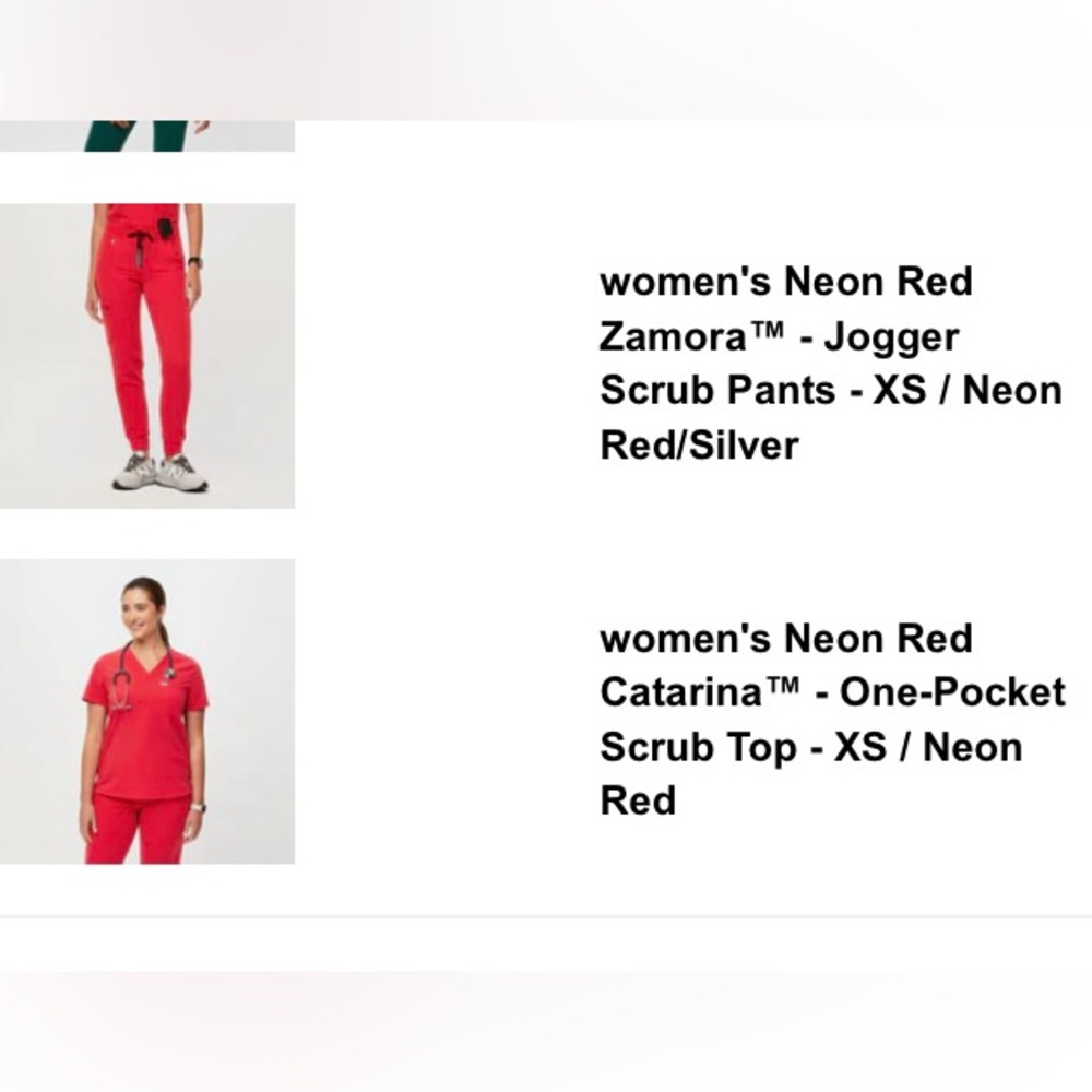 figs neon red zamora jogger set in xs